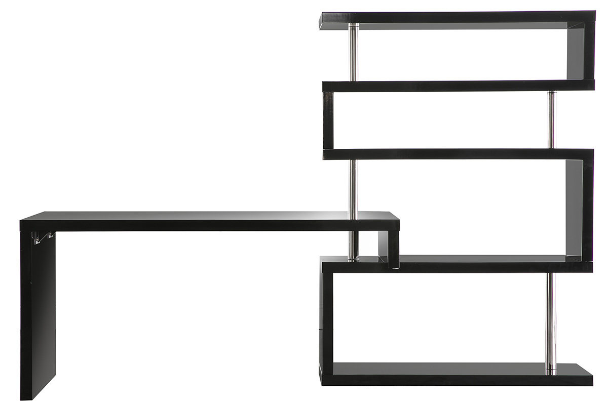 Bureau design modulable noir laqu brillant T-MAX