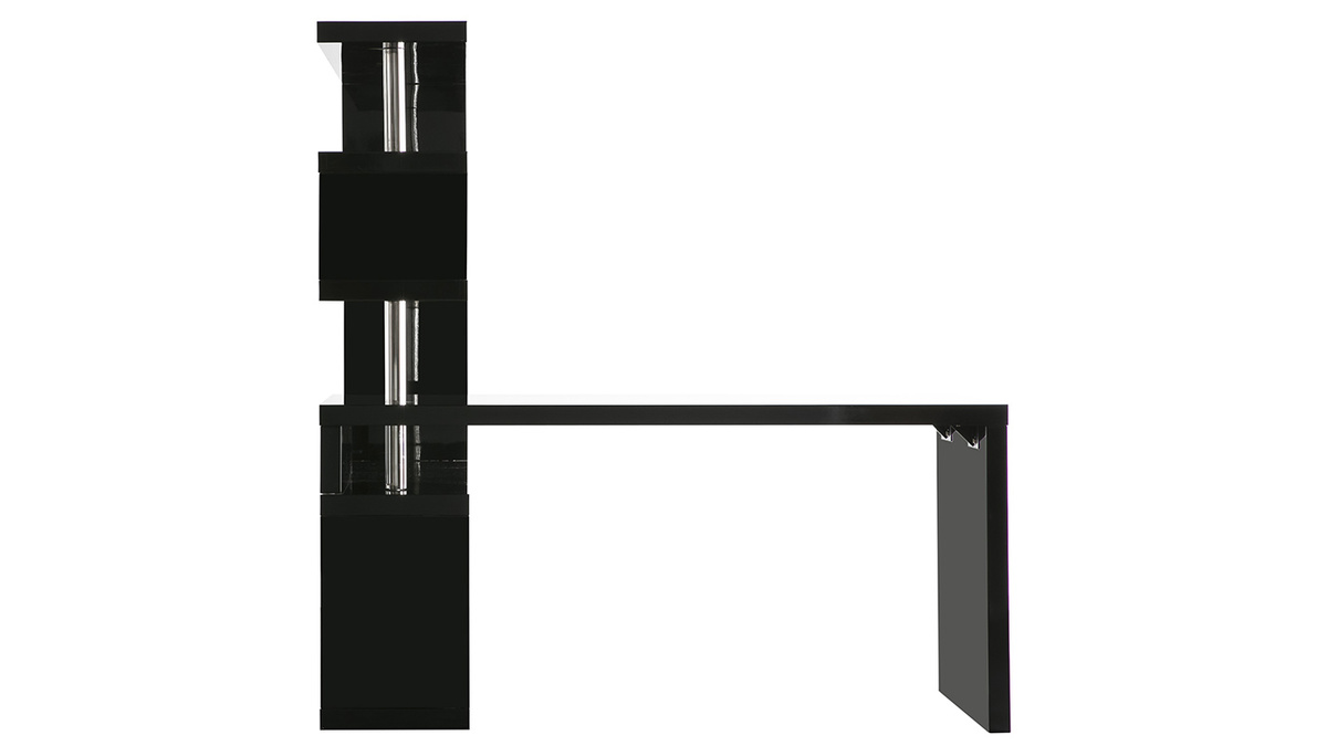Bureau design modulable noir laqué brillant T-MAX