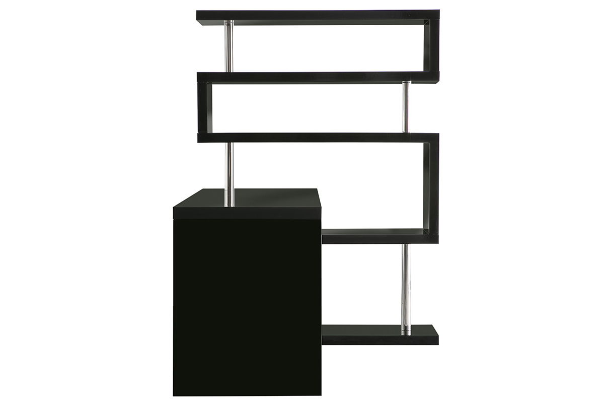Bureau design modulable noir laqu brillant T-MAX