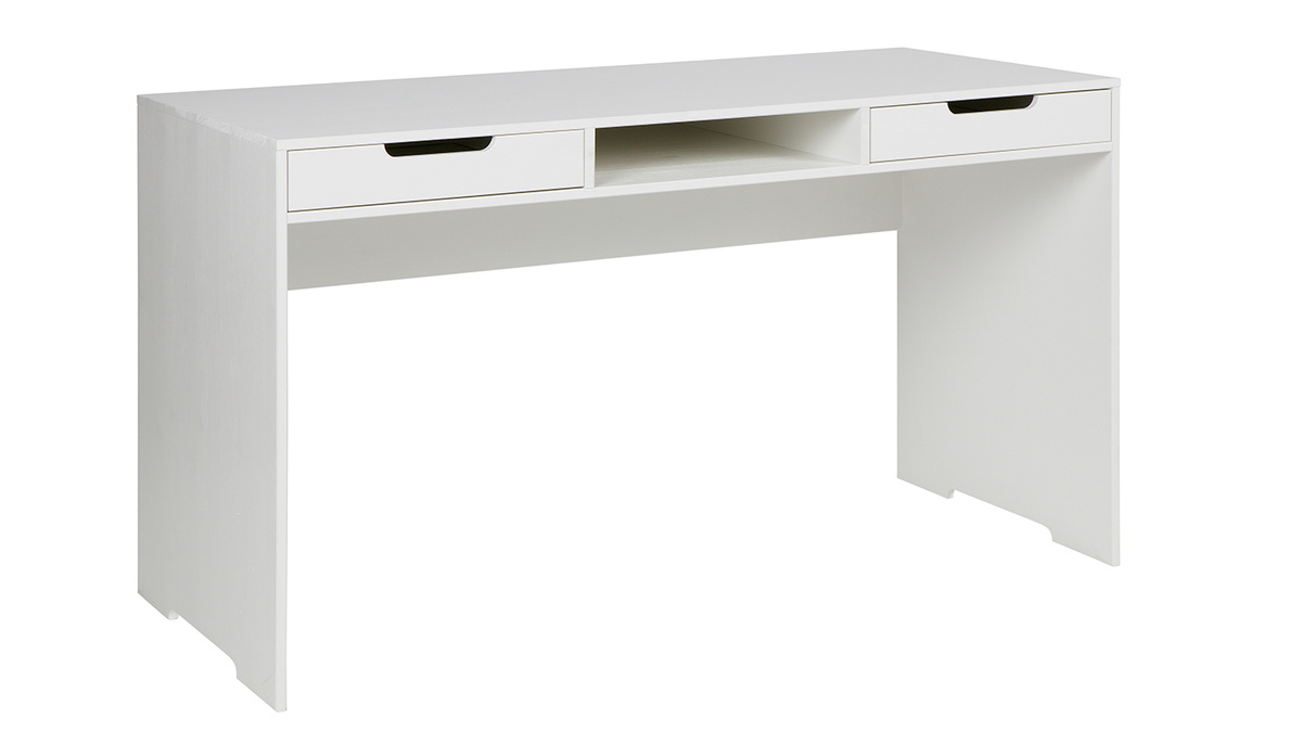 Bureau design pin blanc 2 tiroirs HARVARD