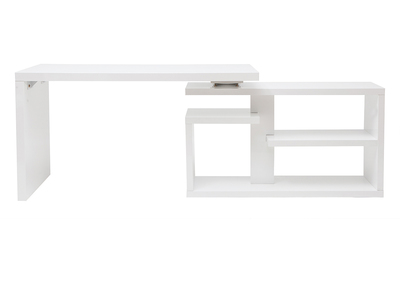 Bureau design pivotant laqu&eacute; blanc brillant L140 cm HALTON