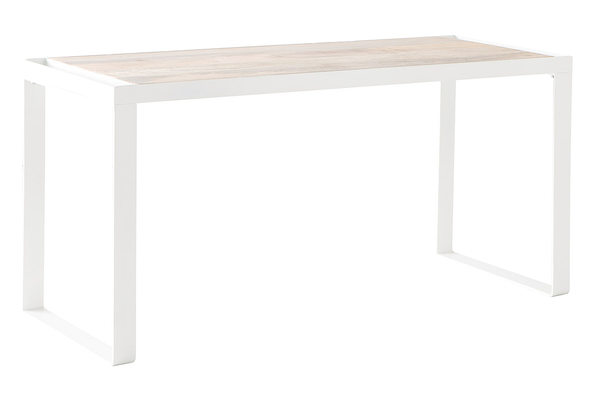 Bureau en manguier massif et m�tal blanc L153 cm PUKKA