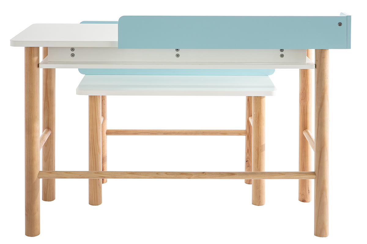 Bureau enfant avec banc bleu et bois clair BERTY