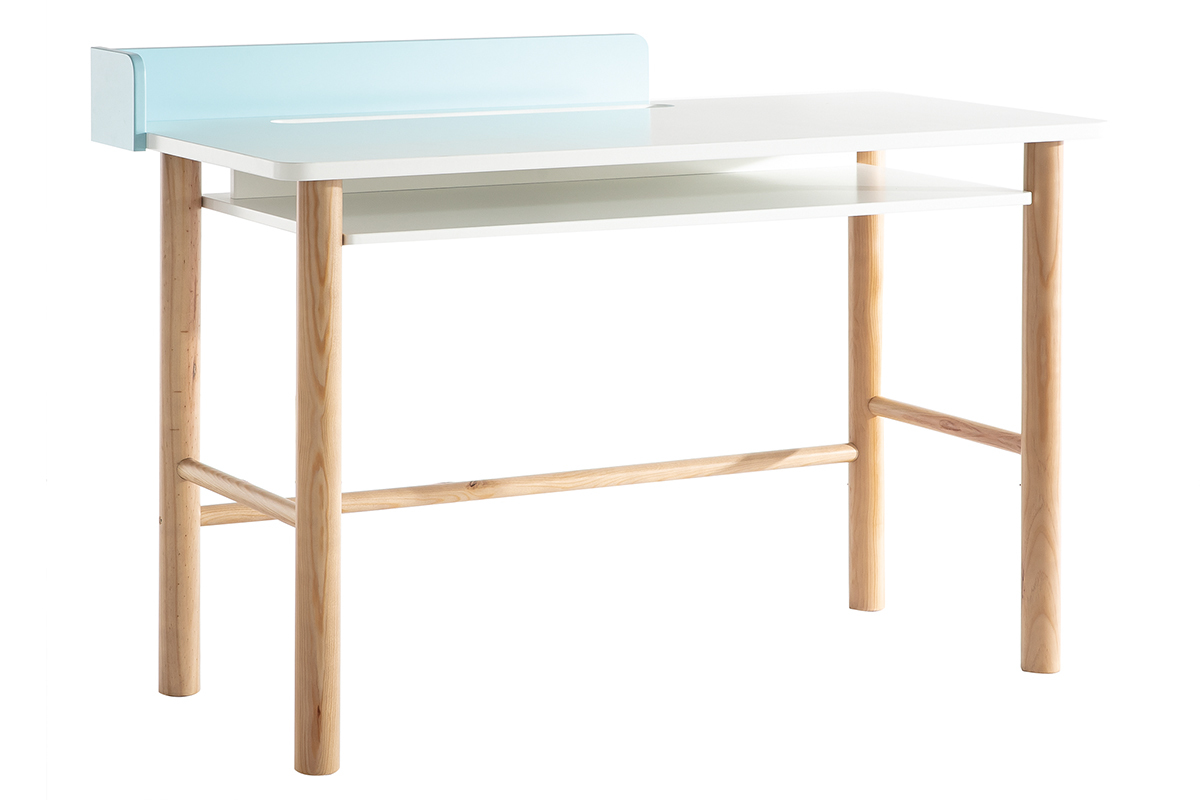 Bureau enfant avec banc bleu et bois clair BERTY