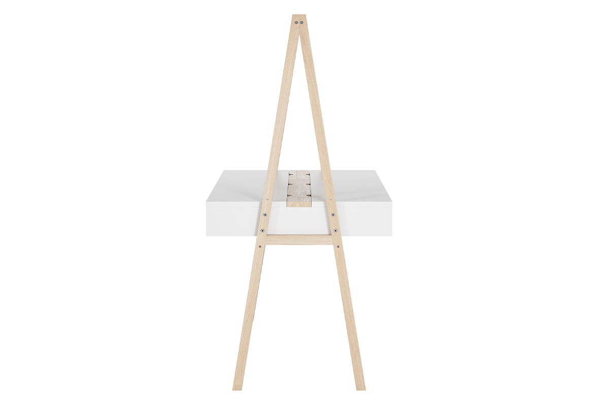 Bureau enfant avec rangements scandinave bois clair et blanc L140 cm EASY