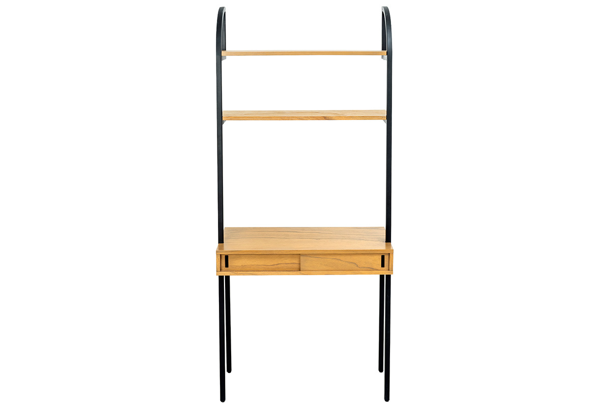 Bureau - �tag�re bois et m�tal noir MARLEE