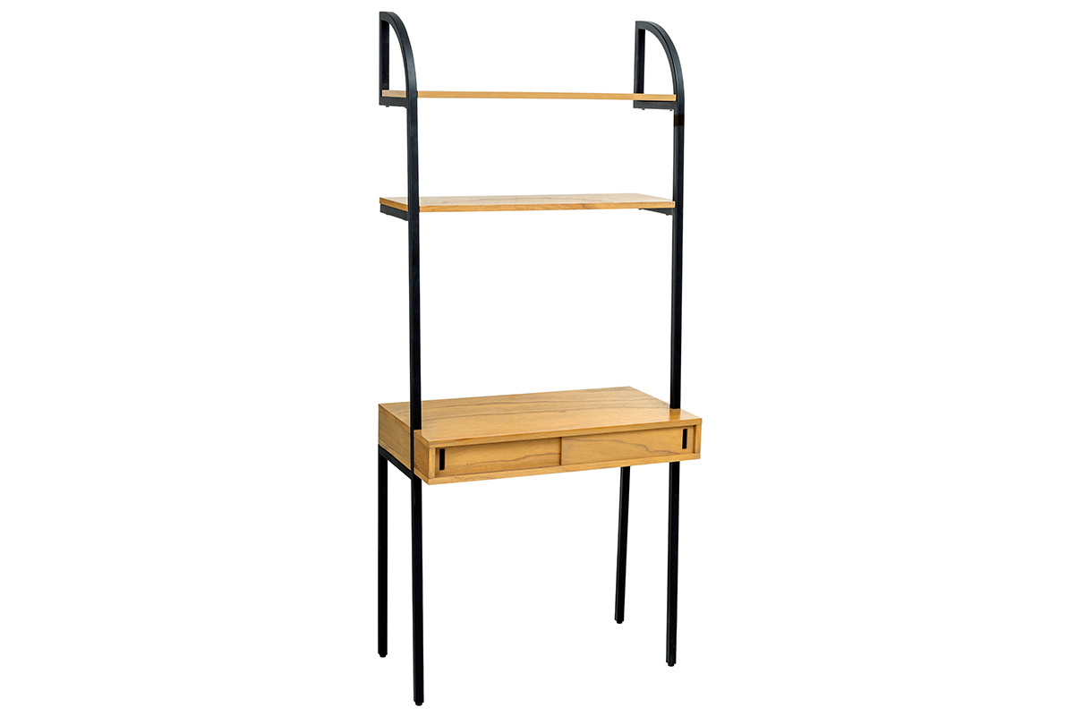 Bureau - �tag�re bois et m�tal noir MARLEE