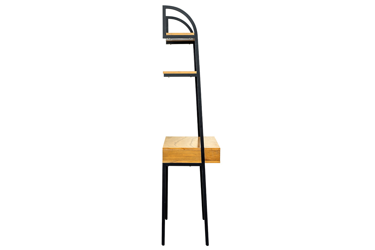 Bureau - �tag�re bois et m�tal noir MARLEE