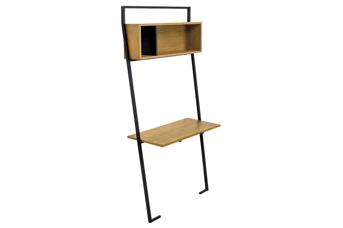 Bureau - �tag�re bois et m�tal noir SERAH