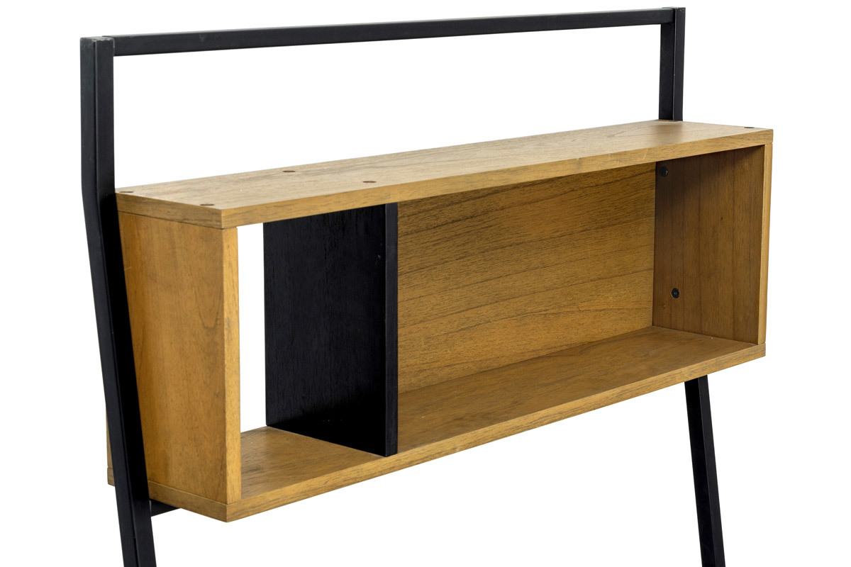 Bureau - �tag�re bois et m�tal noir SERAH