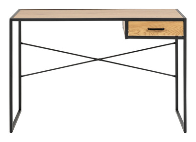 Bureau industriel m&eacute;tal noir et bois TRESCA