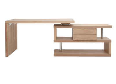 Bureau modulable design avec rangements 2 tiroirs bois clair L140-218 cm MAX