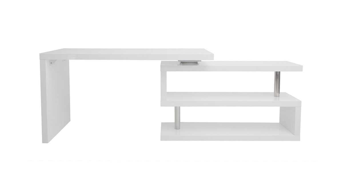 Bureau modulable design blanc laqu L140-218 cm MAX