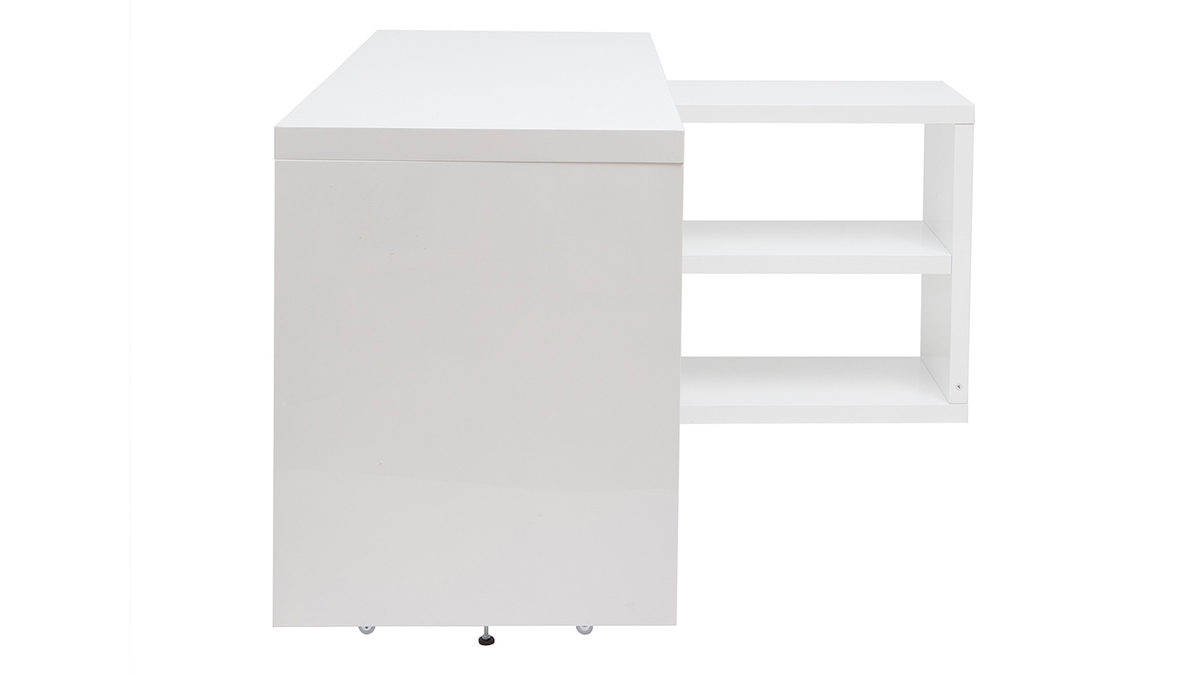 Bureau modulable design laqué blanc brillant L147-217 cm HALTON