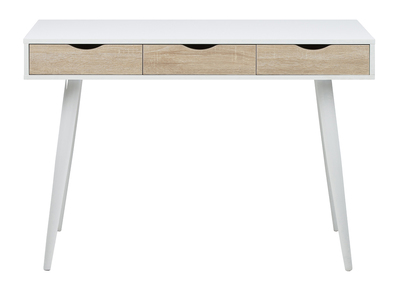 Bureau scandinave 3 tiroirs blanc et bois BALZAC