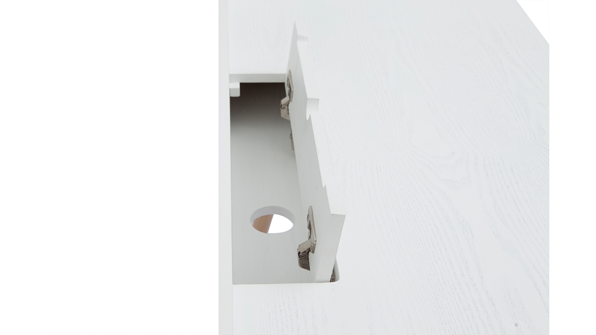 Bureau scandinave 3 tiroirs blanc et bois clair L132 cm HALLEN