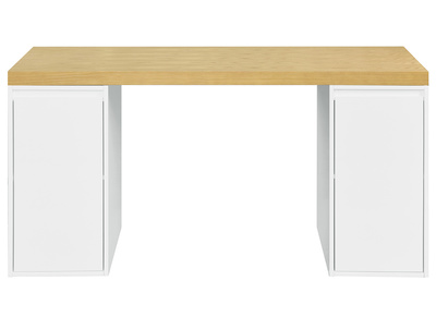 Bureau scandinave avec 2 caissons ferm&eacute;s blancs RACKEL