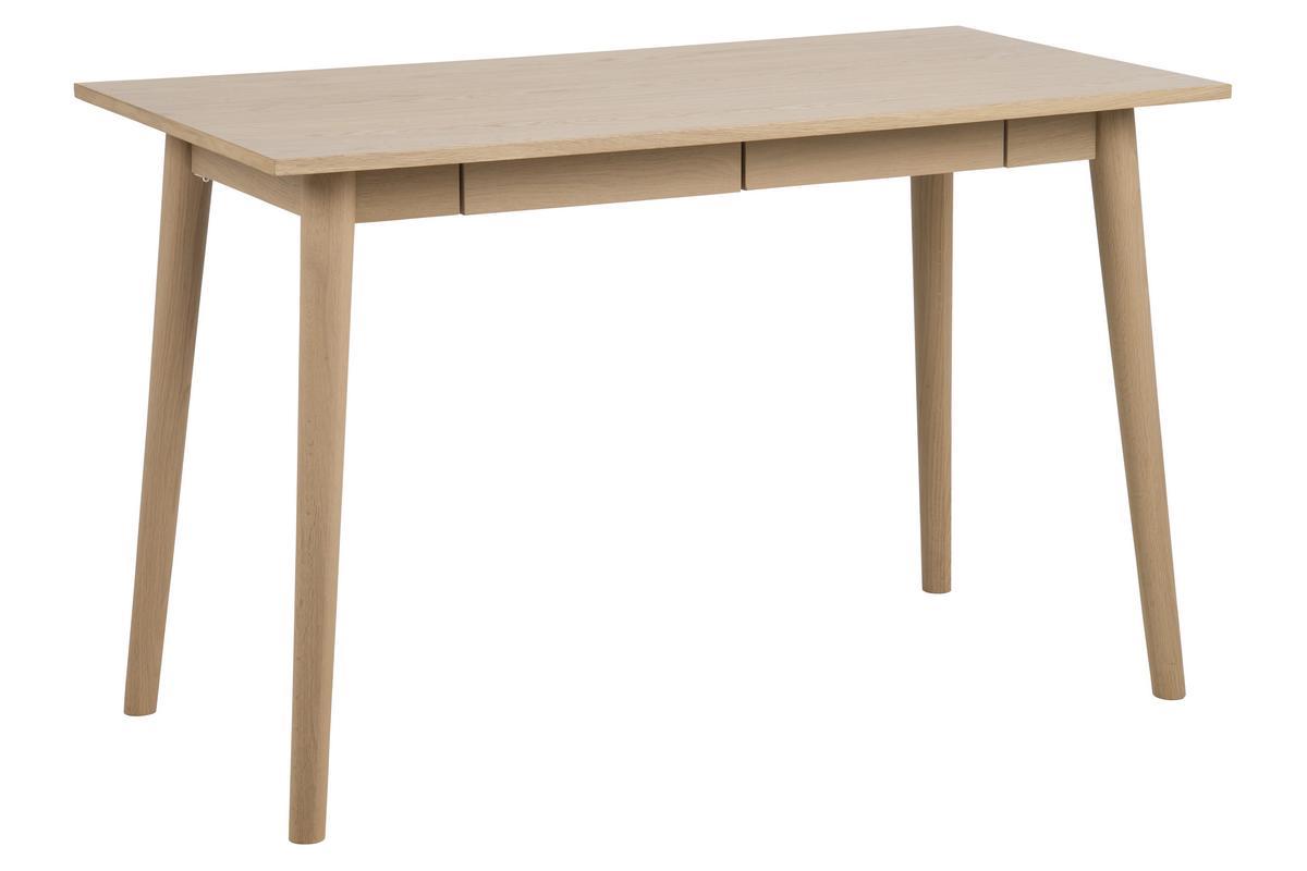Bureau scandinave avec 2 tiroirs finition ch�ne L120 cm JOYCE