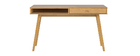 Bureau scandinave avec tiroir réversible finition chêne ou blanc L130 cm LENNY