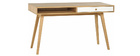 Bureau scandinave avec tiroir réversible finition chêne ou blanc L130 cm LENNY