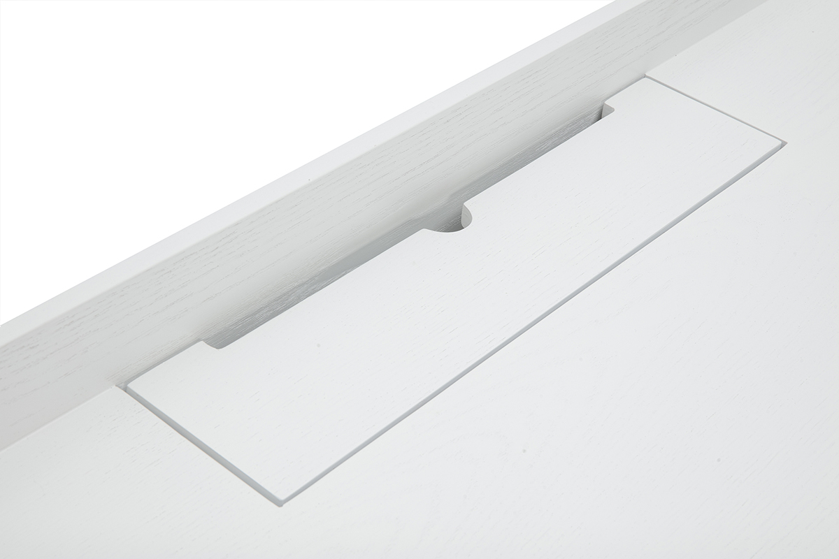 Bureau scandinave blanc et bois clair avec rangements 2 tiroirs L100 cm HALLEN