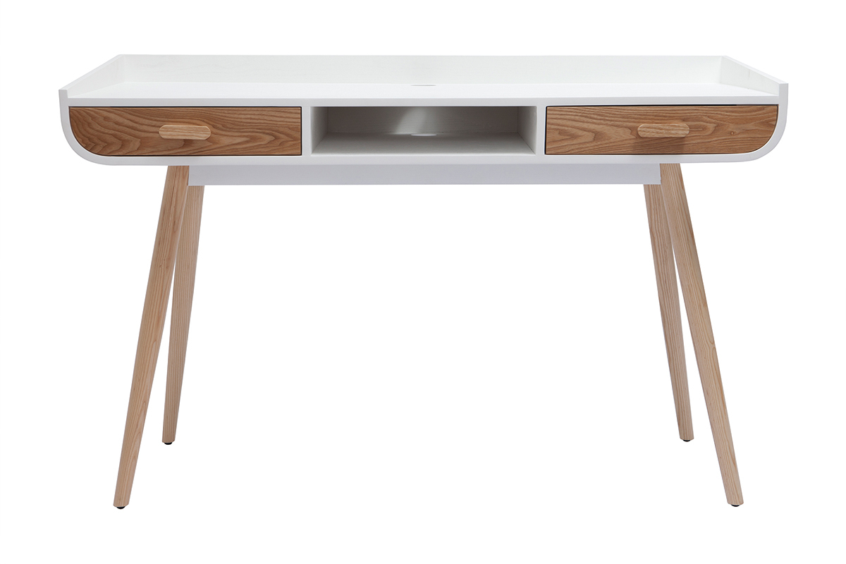 Bureau scandinave blanc et bois clair HALLEN