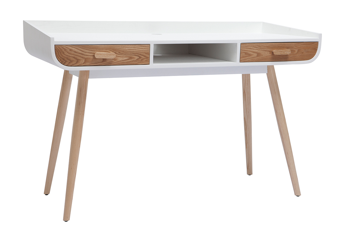 Bureau scandinave blanc et bois clair HALLEN