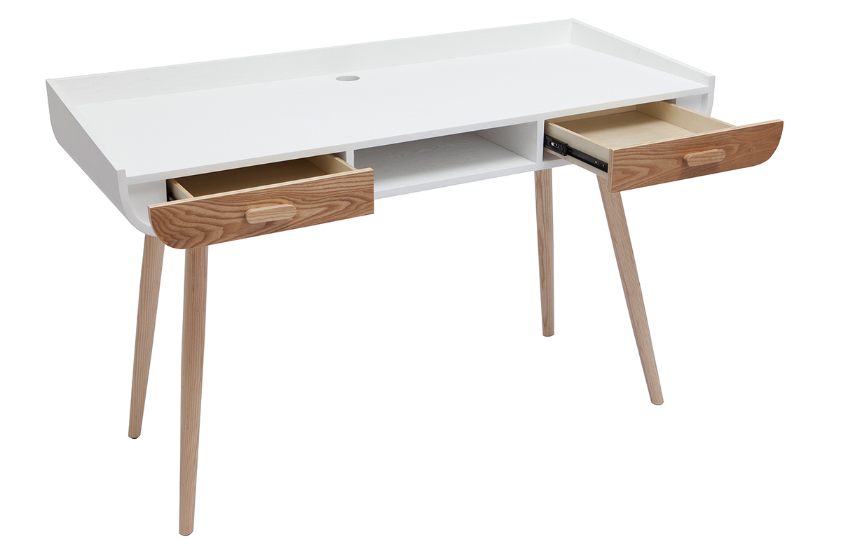 Bureau scandinave blanc et bois clair HALLEN
