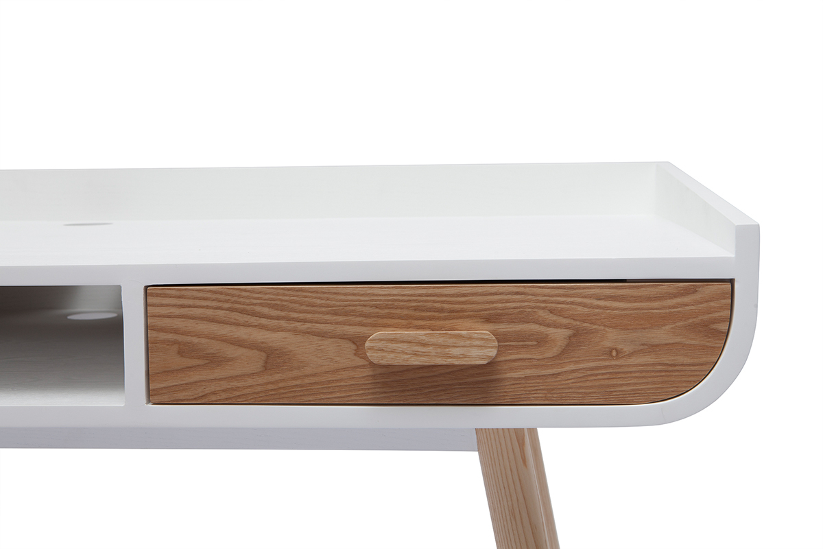 Bureau scandinave blanc et bois clair HALLEN