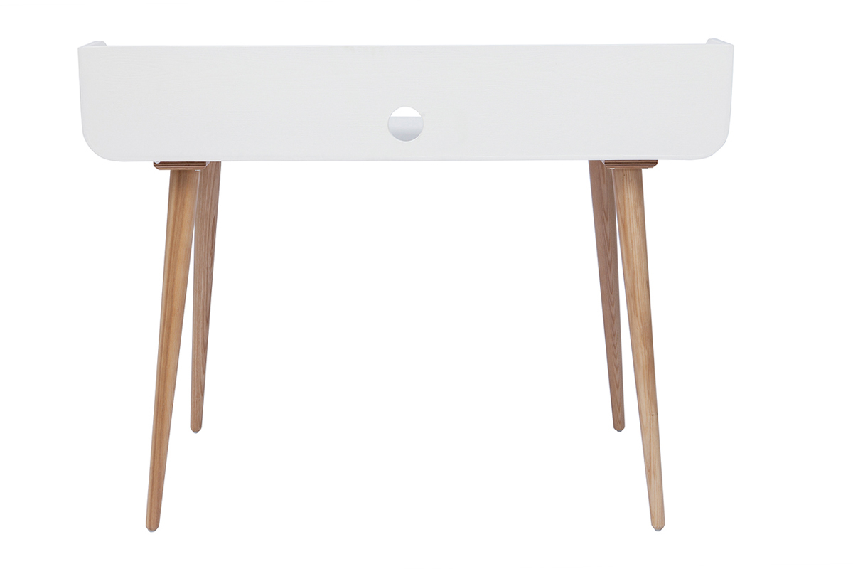Bureau scandinave blanc et bois L120 cm NORDECO