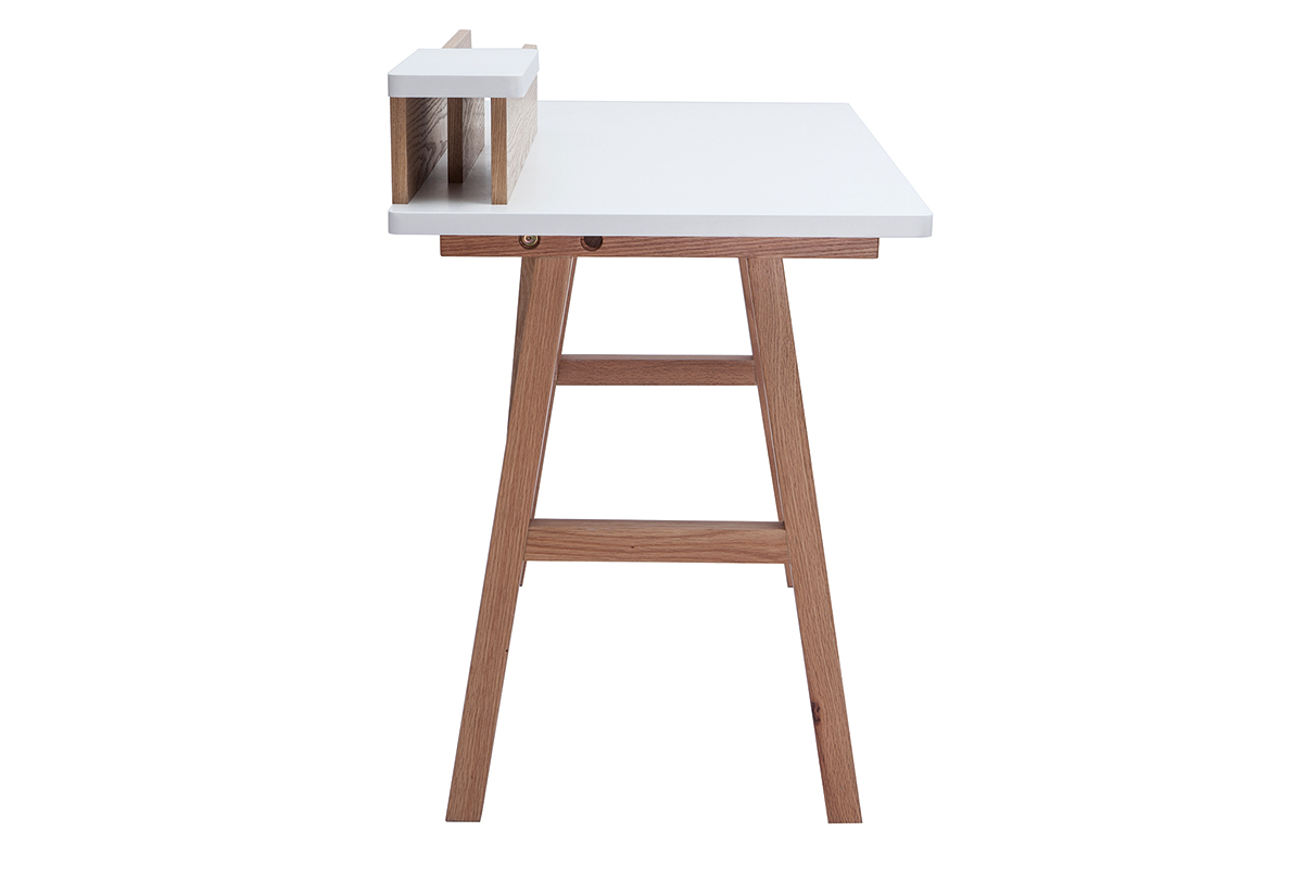 Bureau scandinave bois clair ch�ne et blanc L120 cm TOGARY