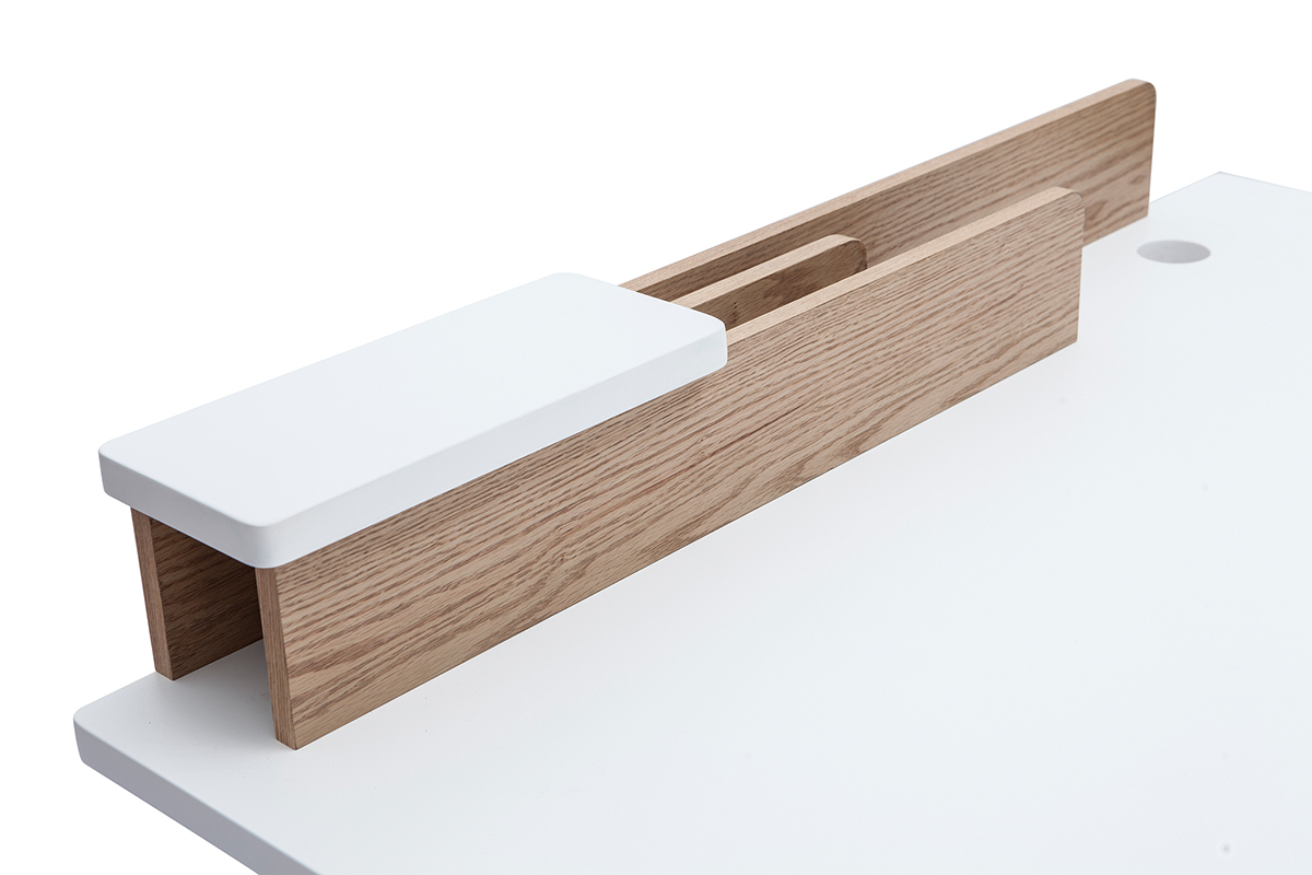 Bureau scandinave bois clair ch�ne et blanc L120 cm TOGARY