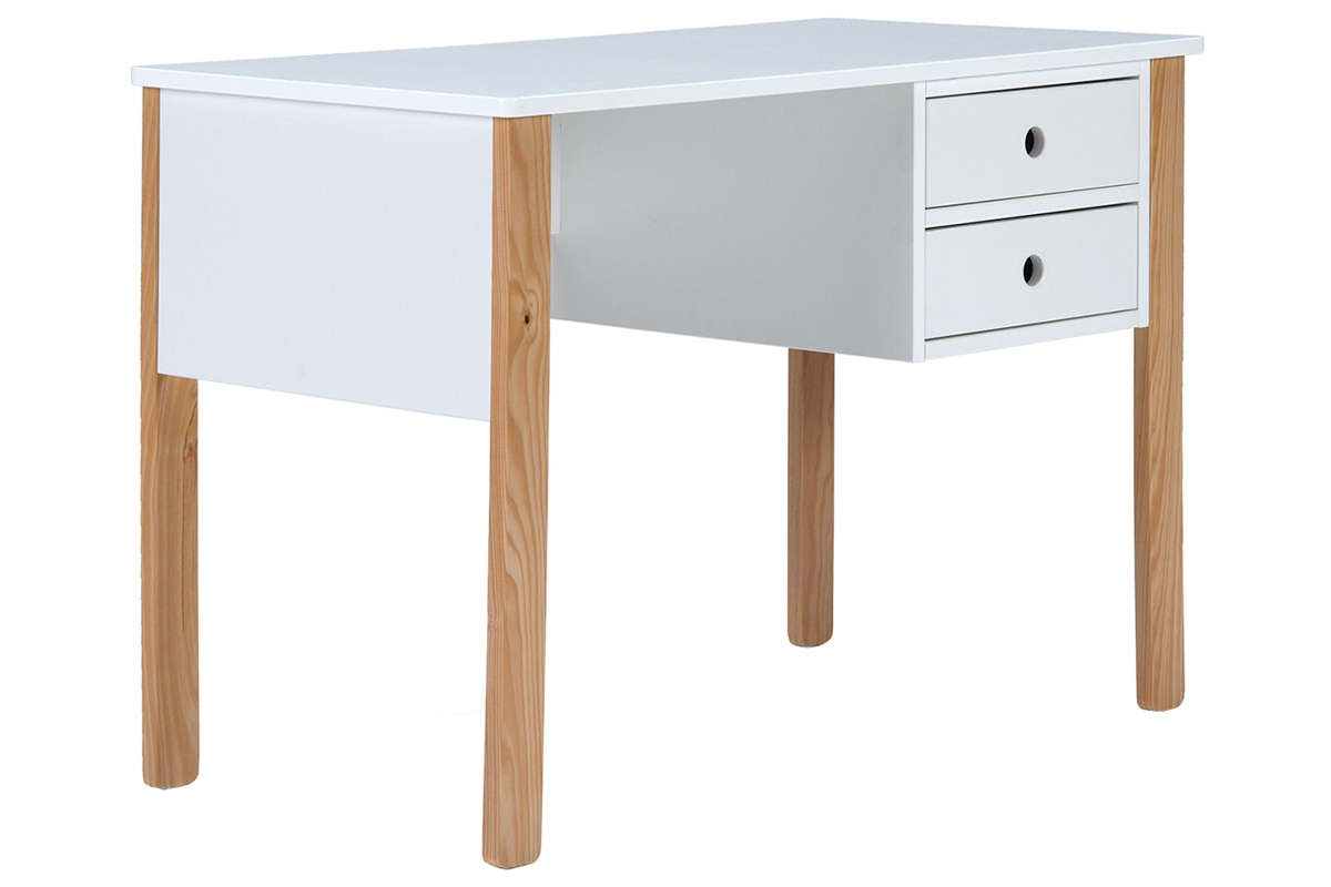 Bureau scandinave enfant blanc et bois PITI