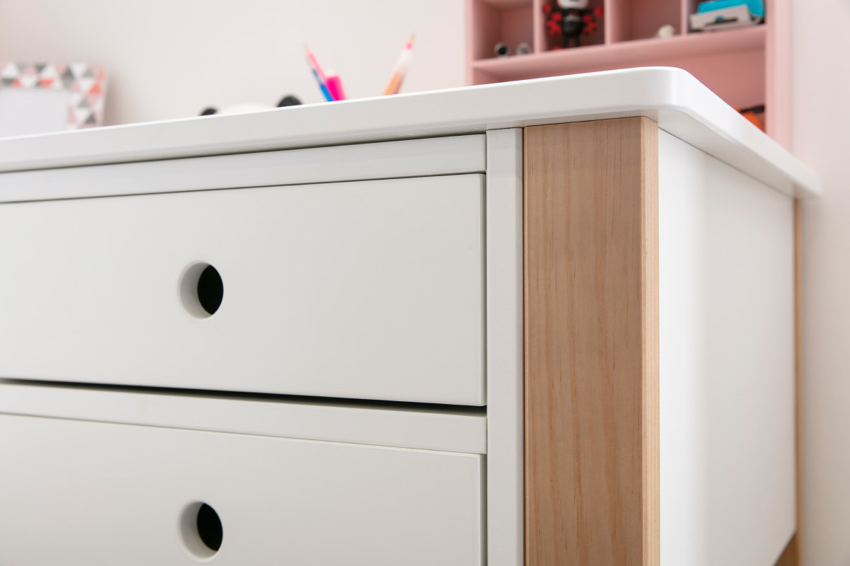 Bureau scandinave enfant blanc et bois PITI