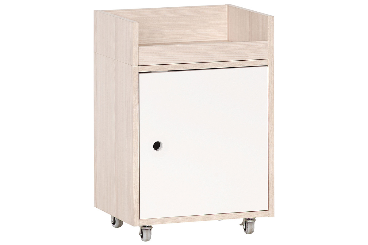 Caisson de bureau � roulettes blanc et bois clair NOHA