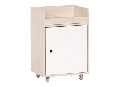 Caisson de rangement &agrave; roulettes blanc et bois NOHA