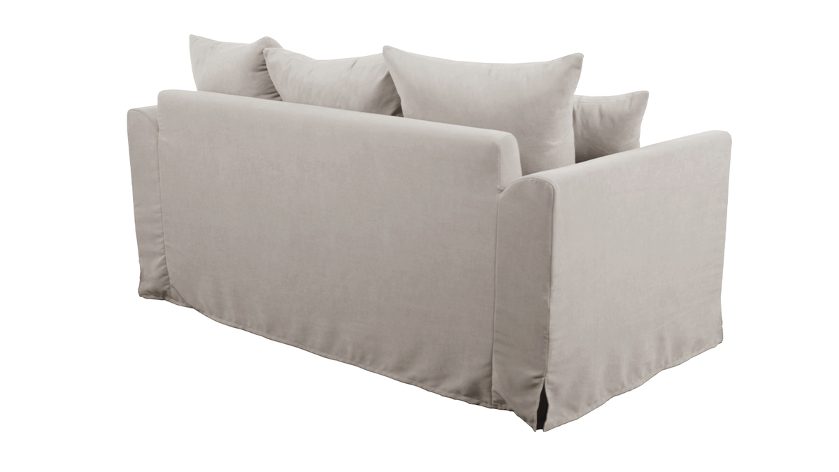 Canapé 2 places déhoussable en tissu coloris lin FEVER