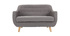 Canapé 2 places design déhoussable en tissu gris et pieds bois YNOK