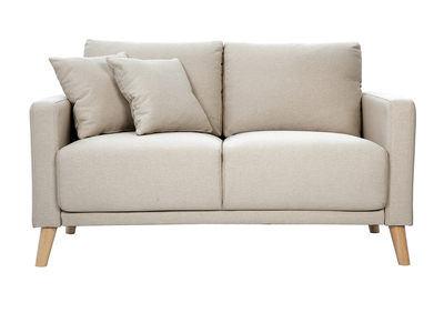 Canapé 2 places en tissu beige et bois clair MUNIK