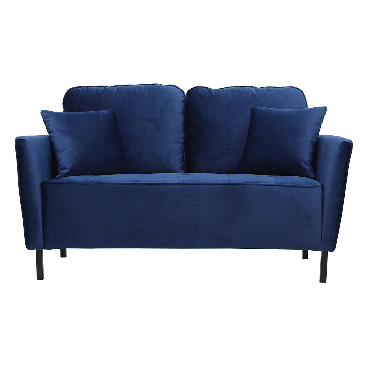 Canapé droit 2 places Bleu Velours Pas cher Design Confort