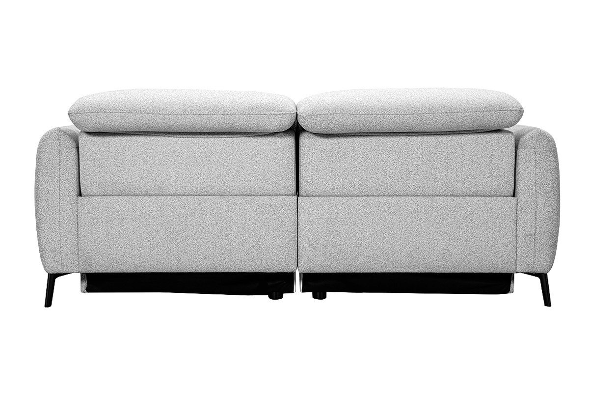 Canap� 3 places gris clair, t�ti�res ajustables et repose-pieds �lectrique, vue de dos