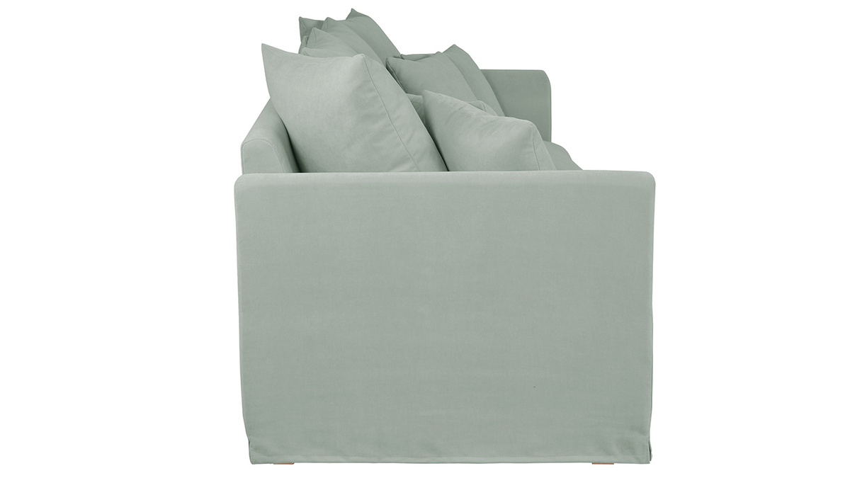 Canapé 3 places déhoussable en tissu vert amande FEVER