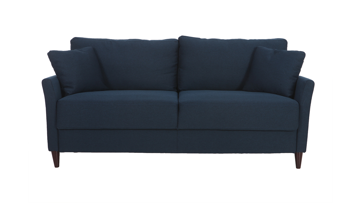 Canapé 3 places design en tissu bleu foncé avec rangement MEDLEY