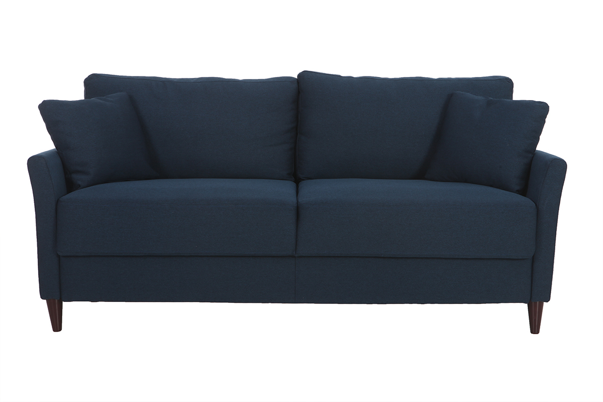 Canap� 3 places design en tissu bleu fonc� avec rangement MEDLEY