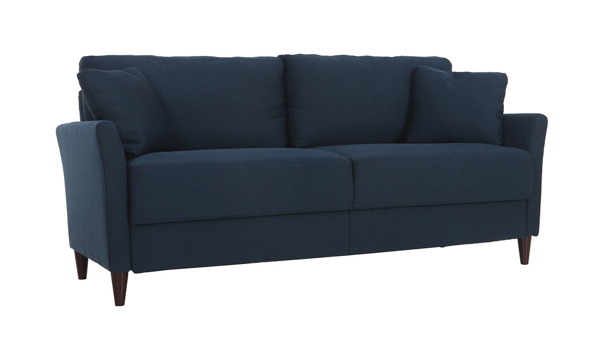 Canapé 3 places design en tissu bleu foncé avec rangement MEDLEY