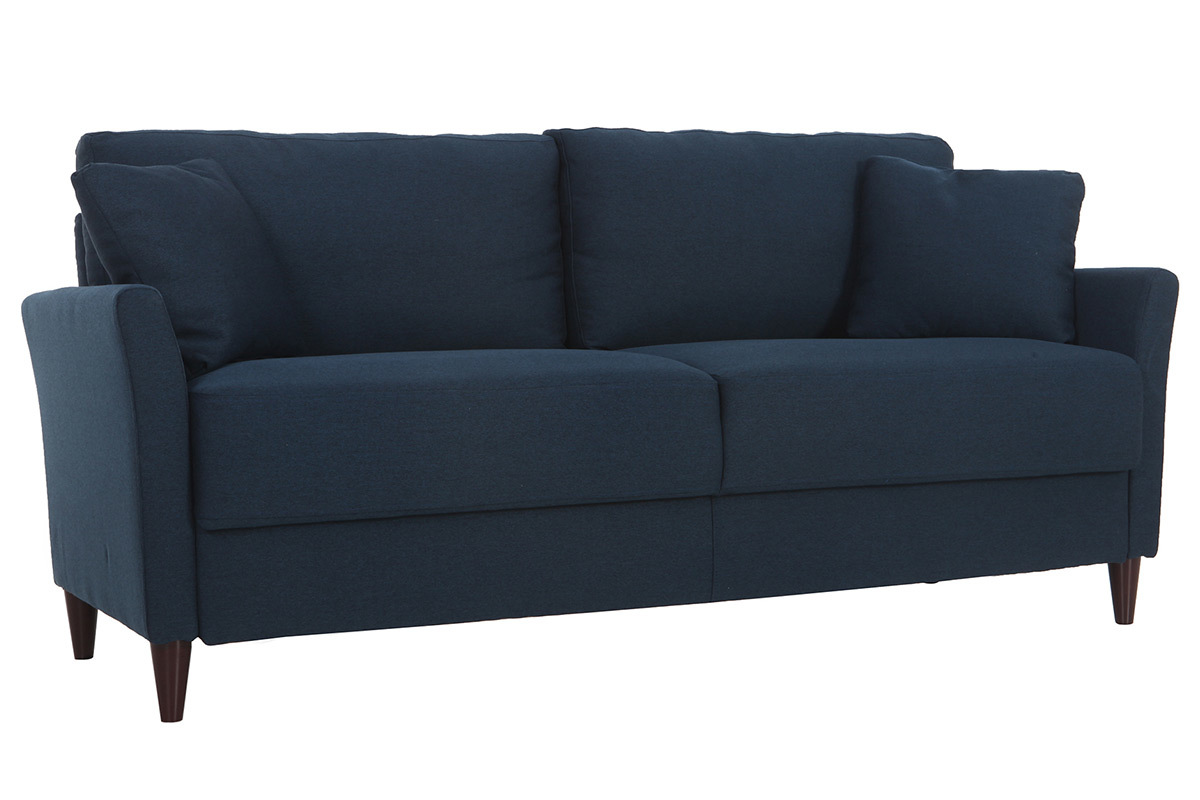 Canap� 3 places design en tissu bleu fonc� avec rangement MEDLEY