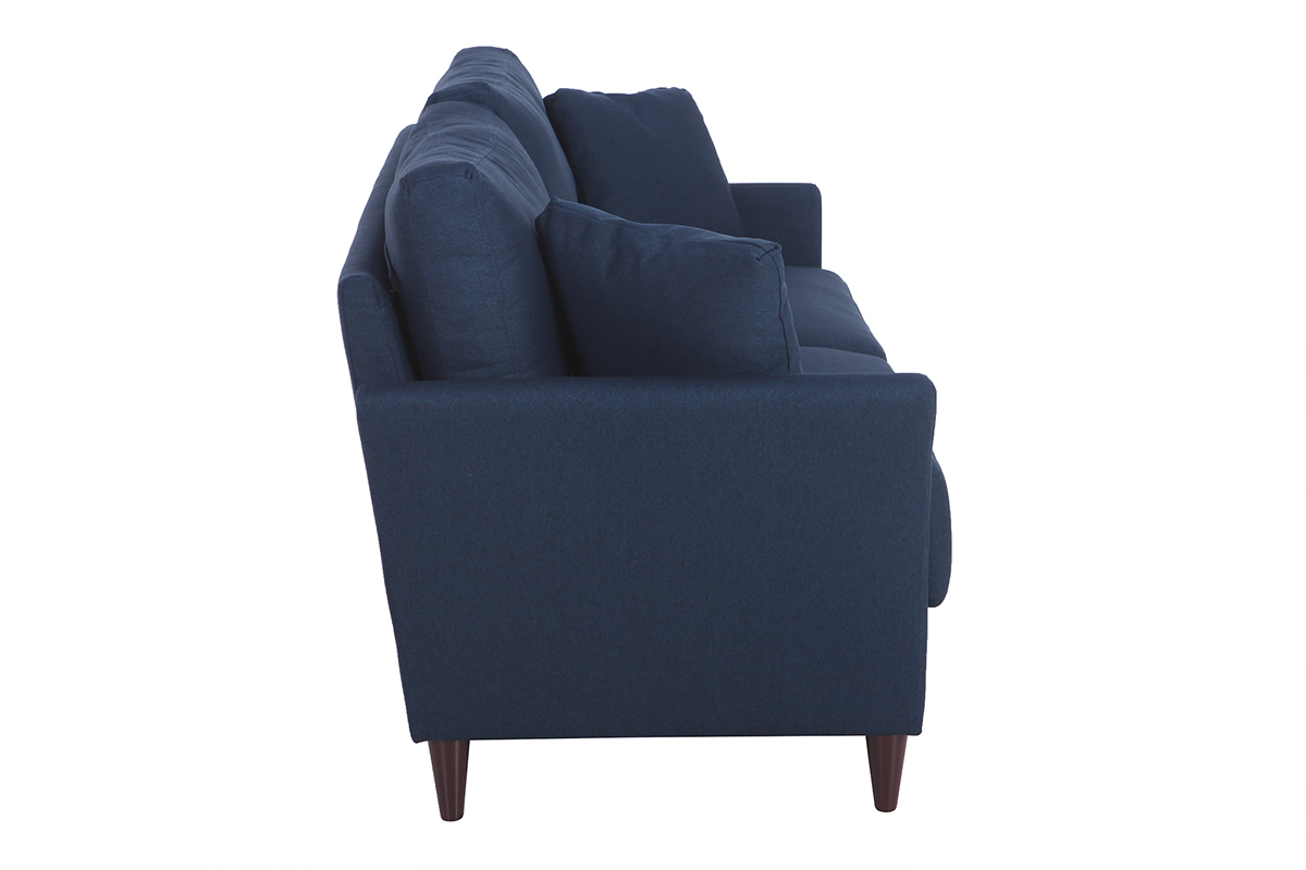 Canap� 3 places design en tissu bleu fonc� avec rangement MEDLEY