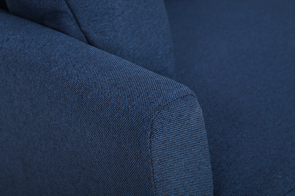 Canap� 3 places design en tissu bleu fonc� avec rangement MEDLEY