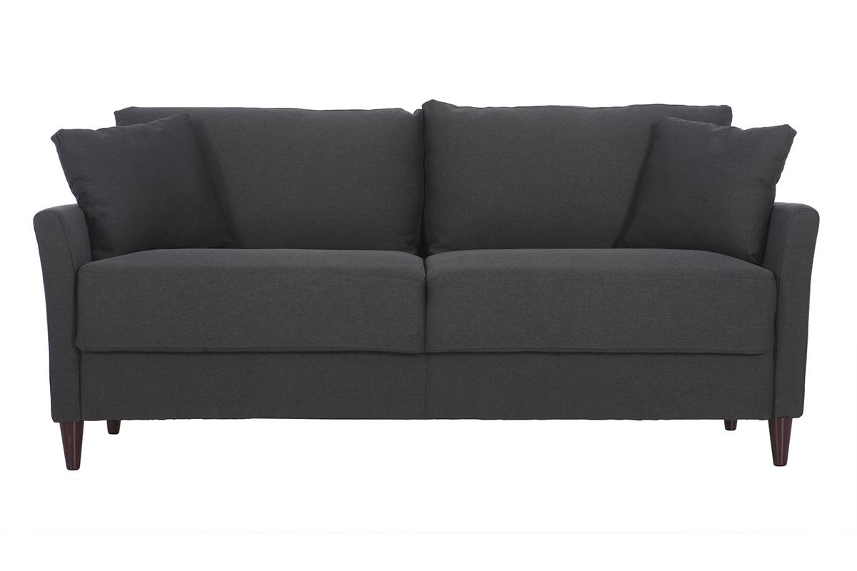Canap 3 places design en tissu gris fonc avec rangement MEDLEY