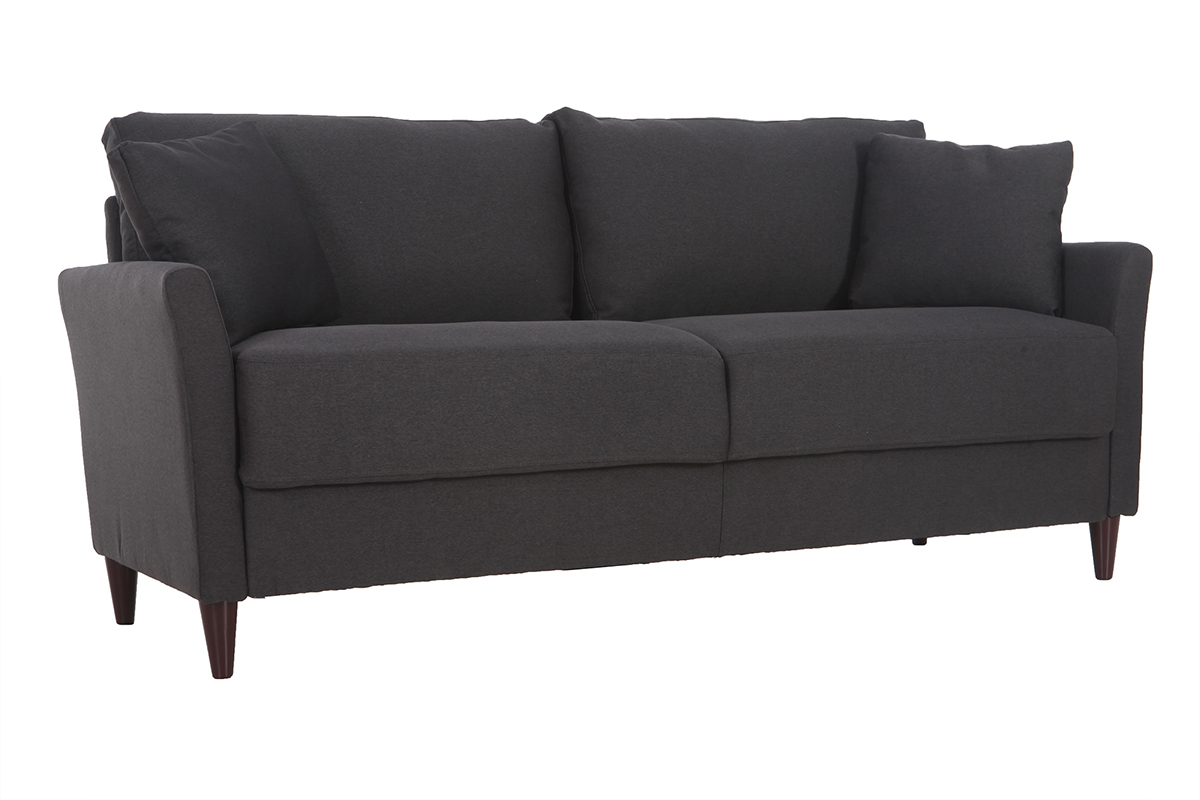 Canap 3 places design en tissu gris fonc avec rangement MEDLEY